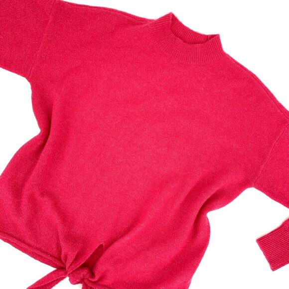 LOFT front knot wool blend mock neck pink sweater, size M NWT - Picture 6 of 11
